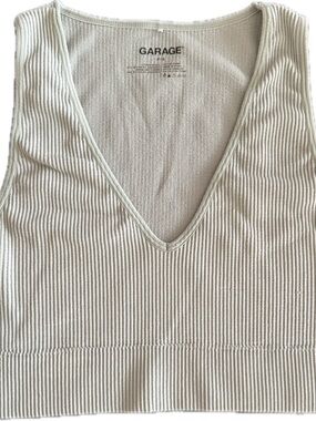 Garage Sage Green Cropped Ribbed Tank Top